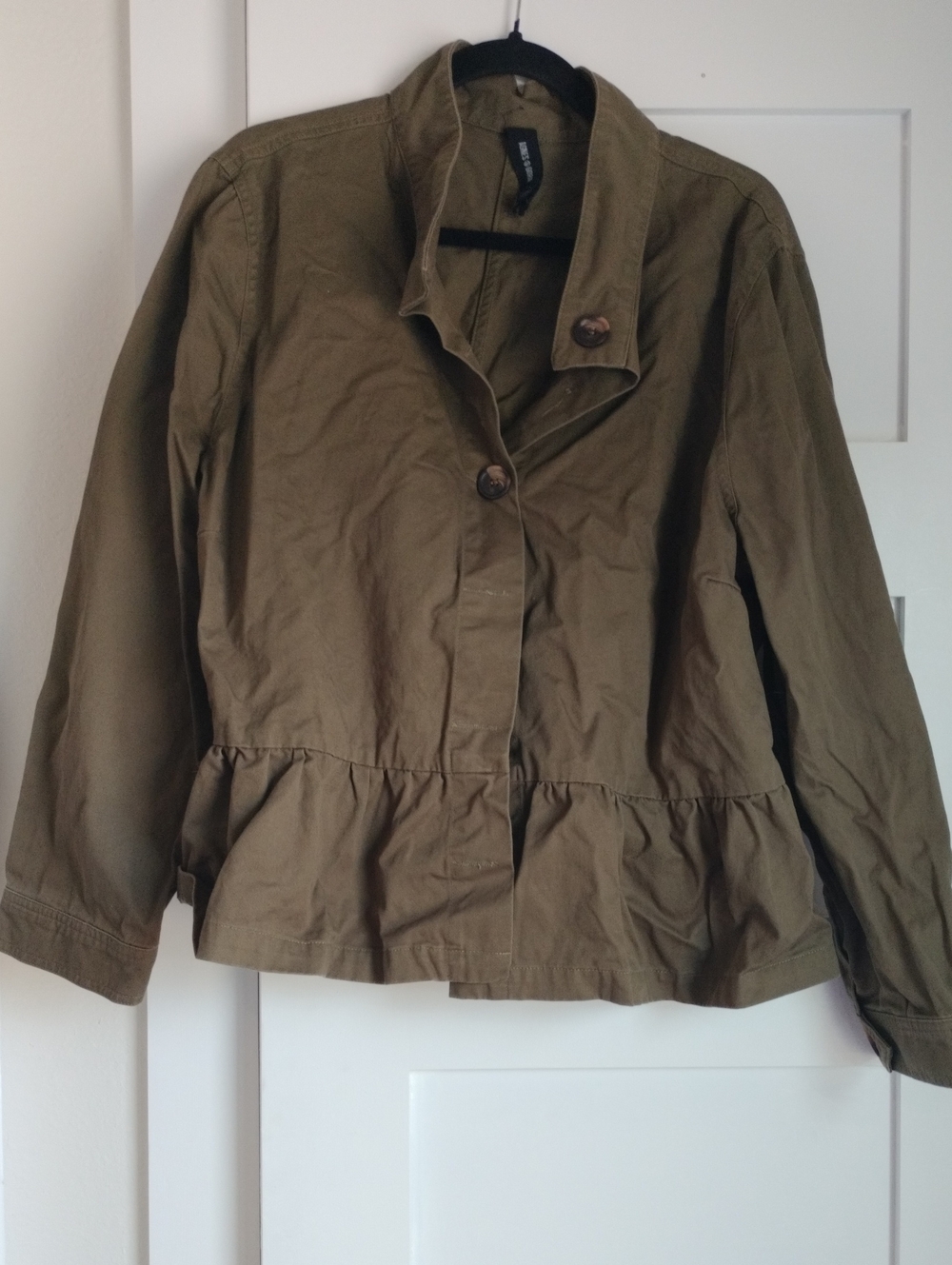 Agnes & Dora Olive Peplum Utility Jacket